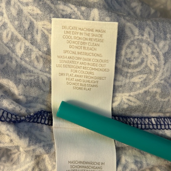 +FREE🎁 Boden Elspeth Jersey Dress Lapis Blue & White Mexican Paisley - size 12 - Picture 12 of 16